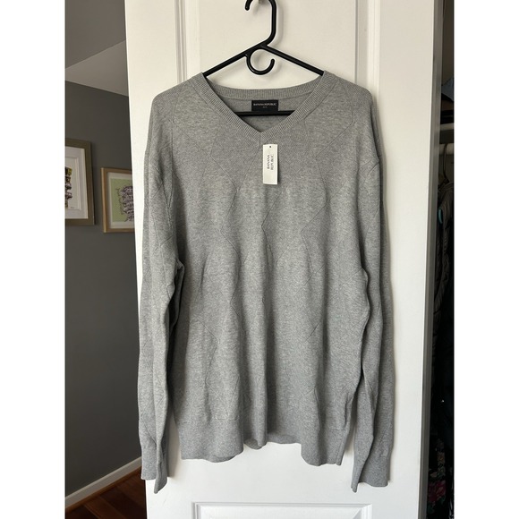 Banana Republic Other - Banana Republic NWT Men's V-Neck Gray Cotton Pullover Sweater Size XL
